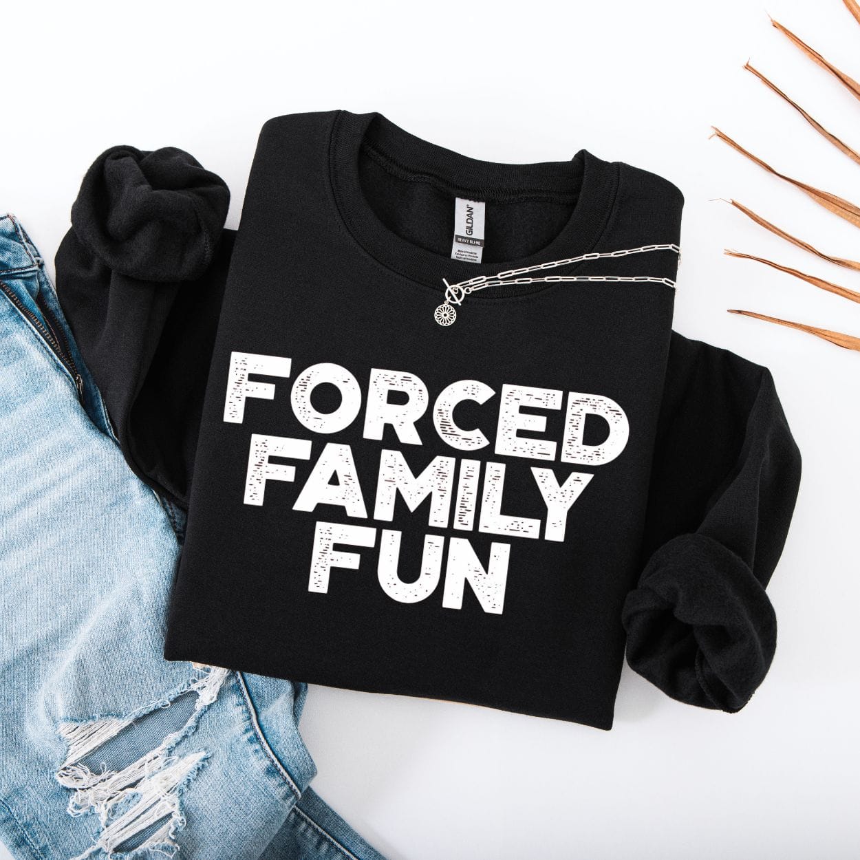 Sweatshirt S / Black Forced Family Fun Funny Sweatshirt