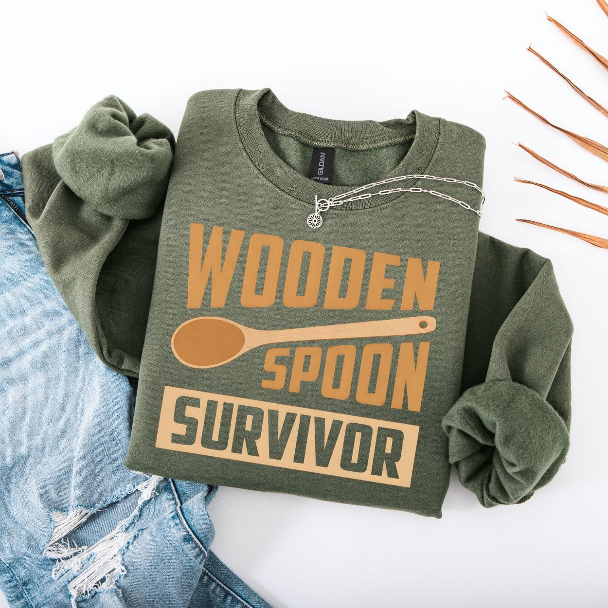 Sweatshirt S / Military Green Wooden Spoon Survivor Sweatshirt