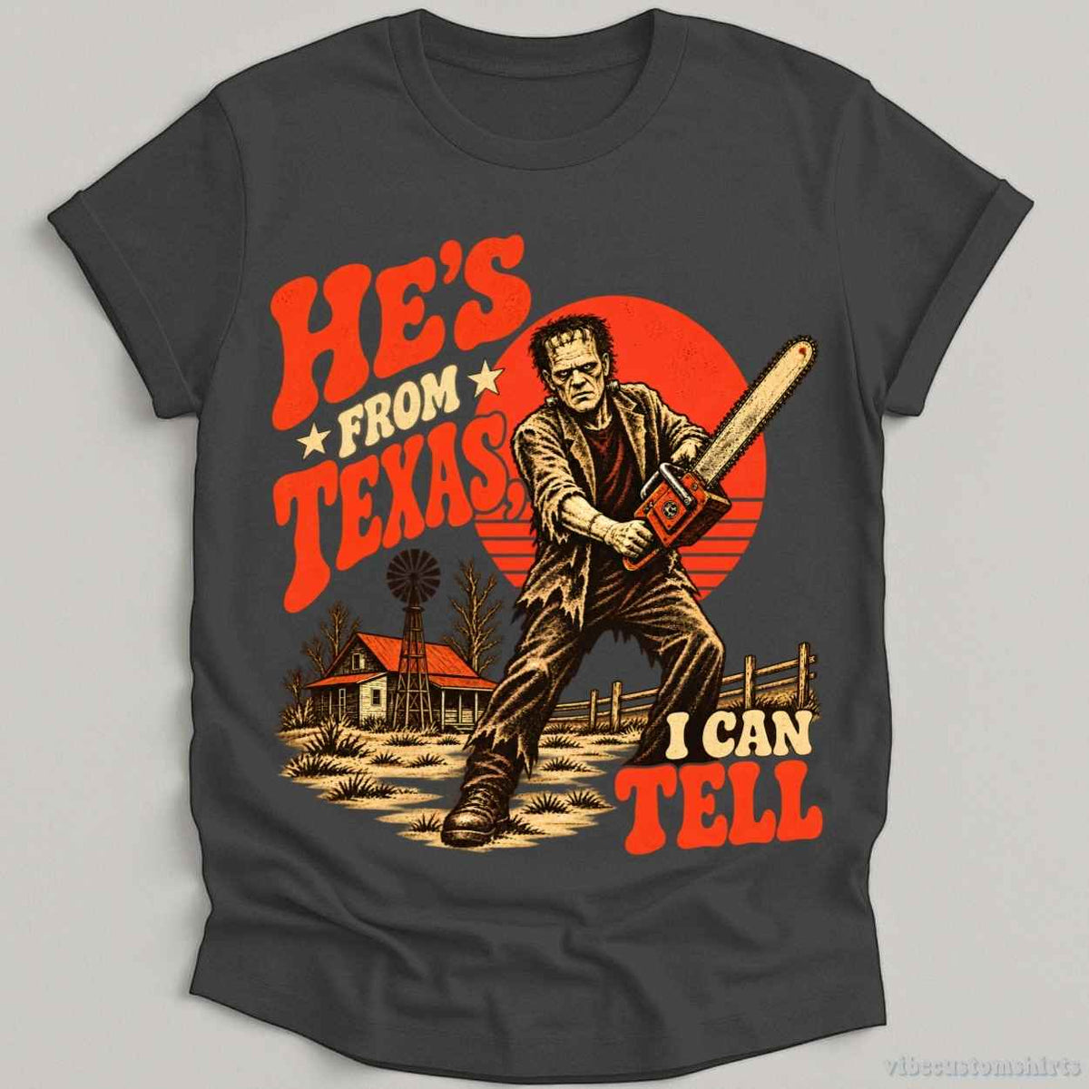 T-Shirt Dark Heather Grey / S He's From Texas I Can Tell Halloween Shirt