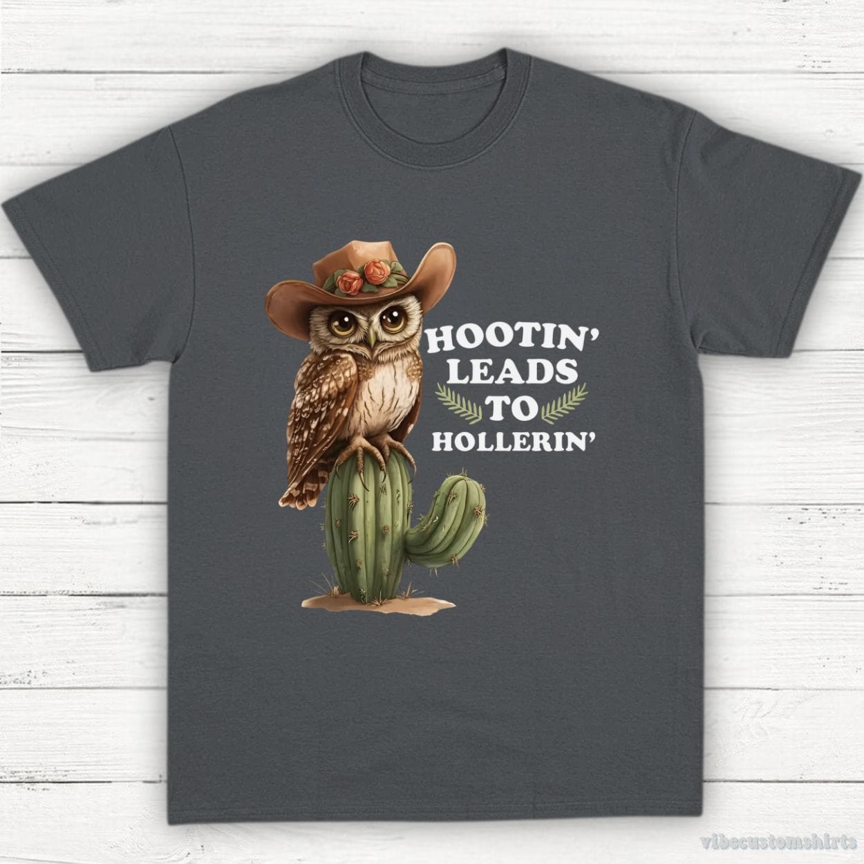 T-Shirt Dark Heather Grey / S Hootin Leads To Hollerin Western Shirt