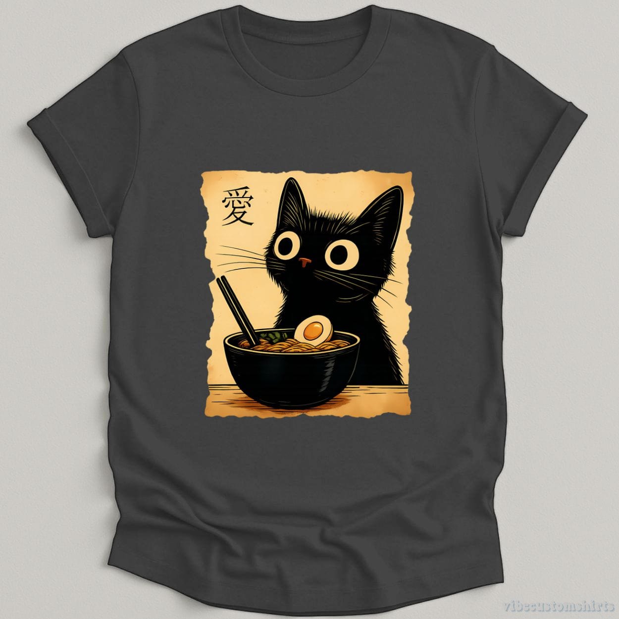 T-Shirt Dark Heather / S Japanese Ramen Cat Anime Shirt