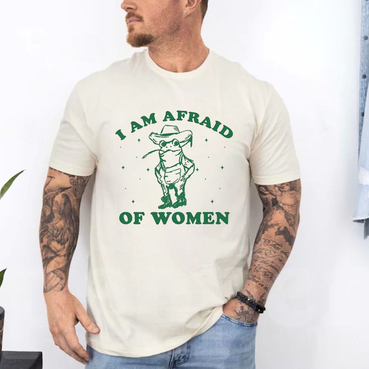 T-Shirt I Am Afraid Of Women Cowboy Frog Meme Shirt