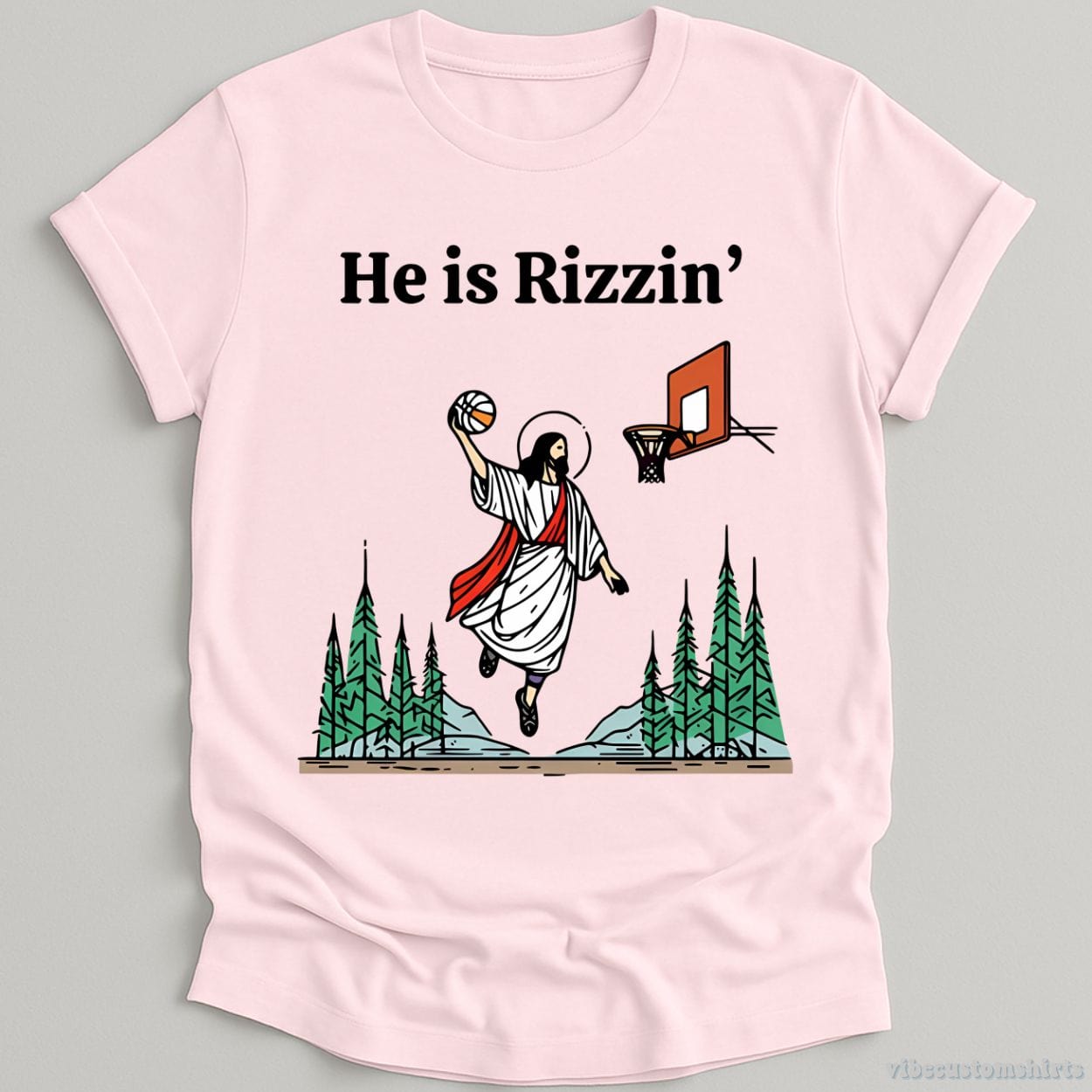 T-Shirt Light Pink / S He is Rizzin Jesus Meme Shirt