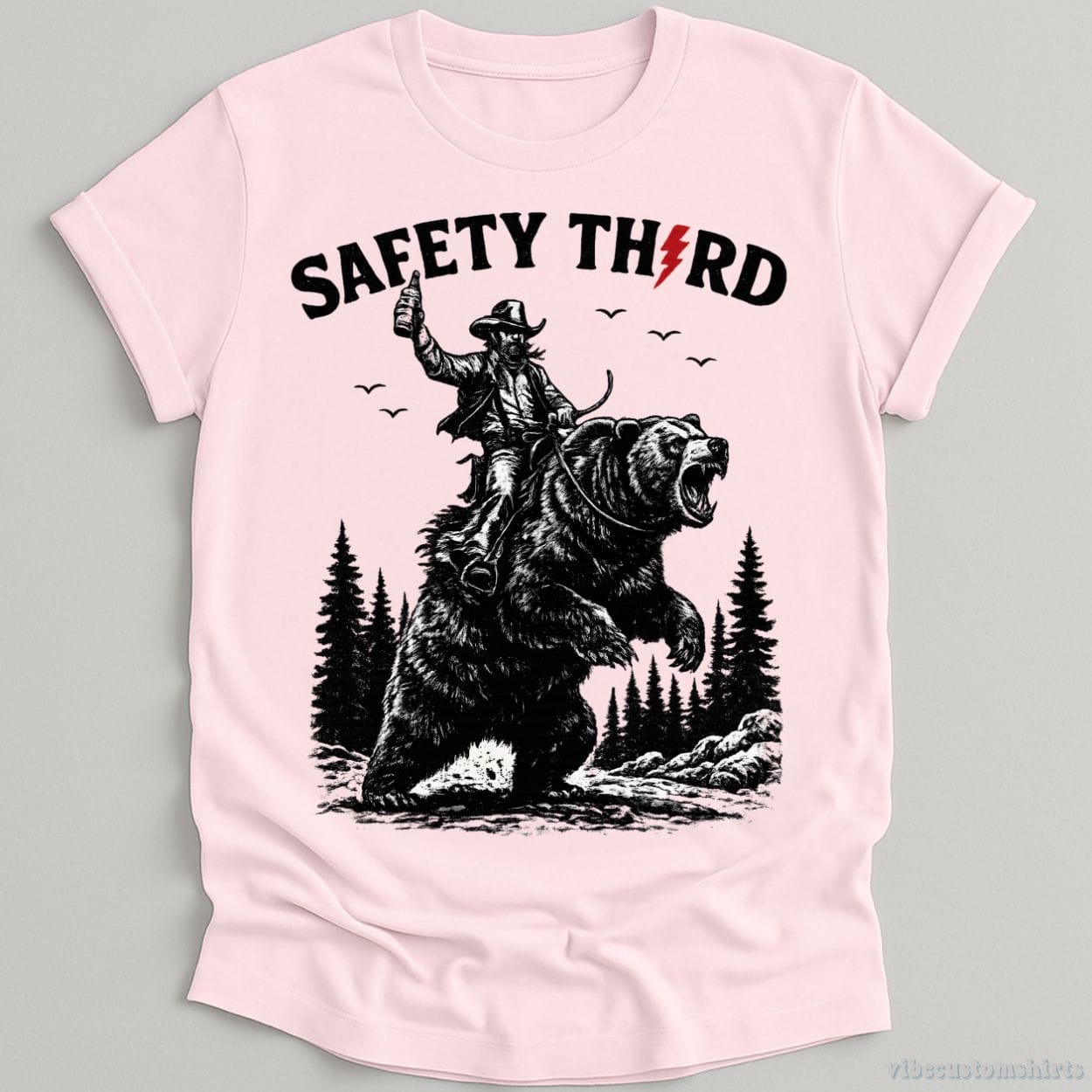 T-Shirt Light Pink / S Safety Third Cowboy and Bear Shirt