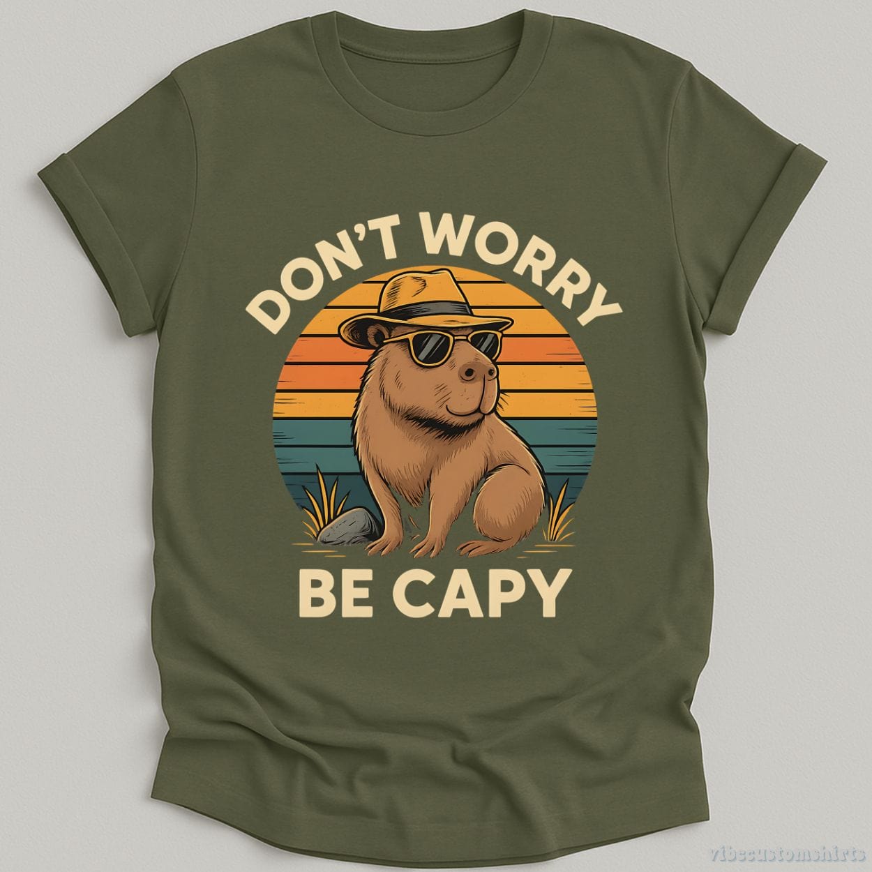 T-Shirt Military Green / S Don't Worry Be Capy Shirt