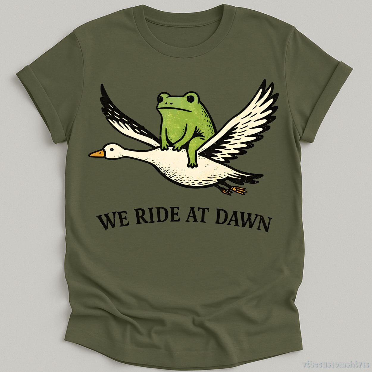 T-Shirt Military Green / S We Ride At Dawn Frog And Goose Shirt
