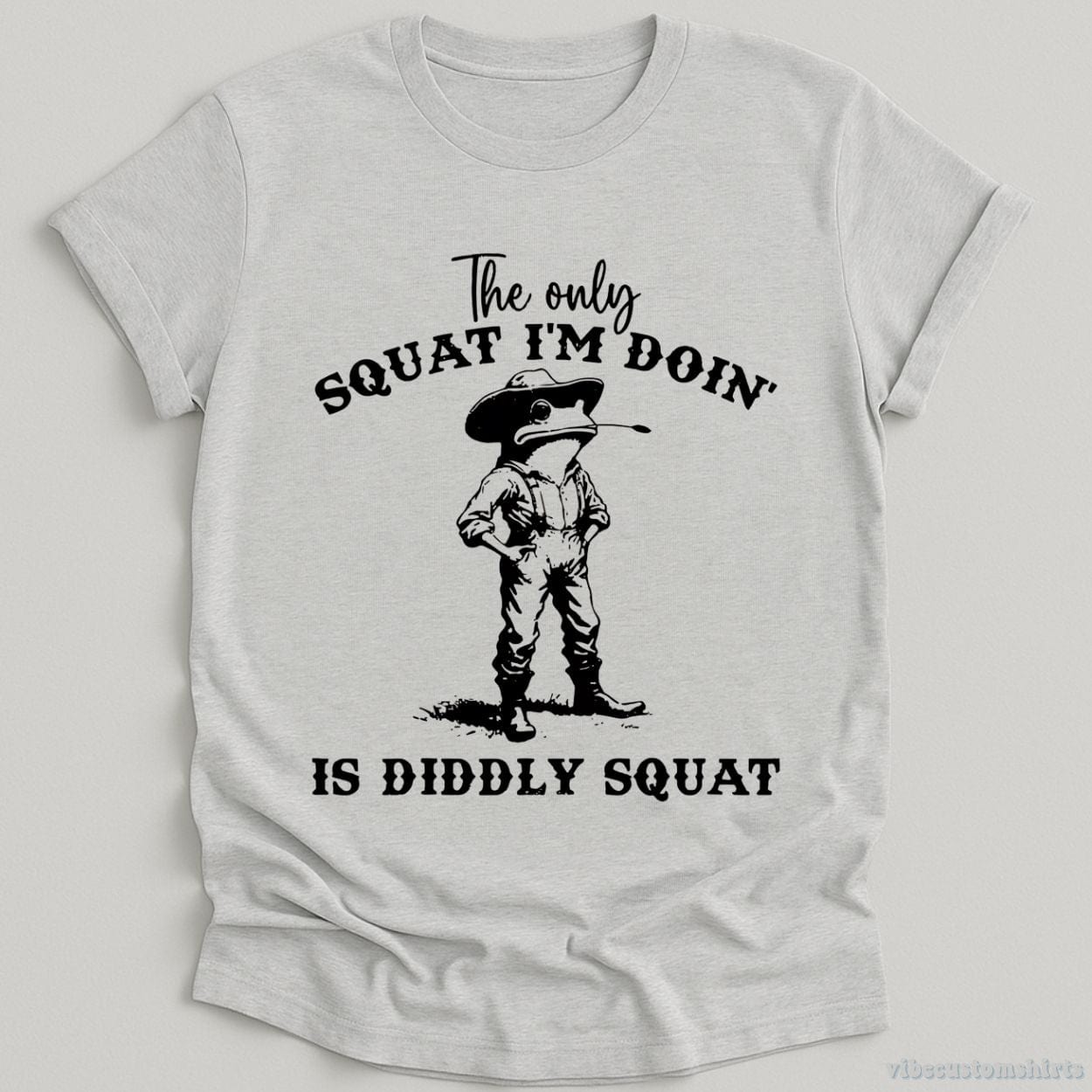 T-Shirt Sport Grey / S The Only Squat I'm Doin Is Diddly Squat Cowboy Frog Shirt