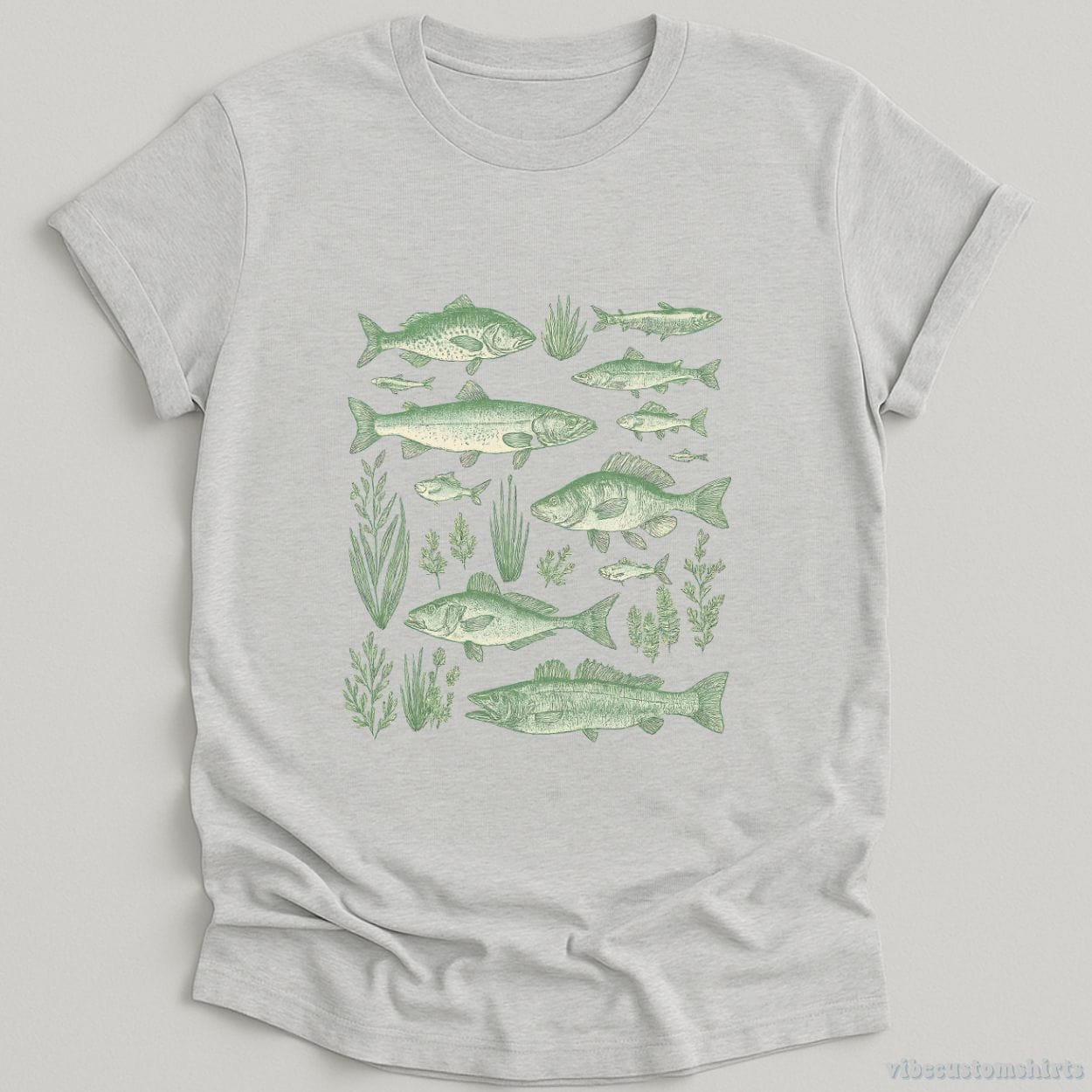 T-Shirt Sport Grey / S Vintage Fish Tattoo Style Shirt