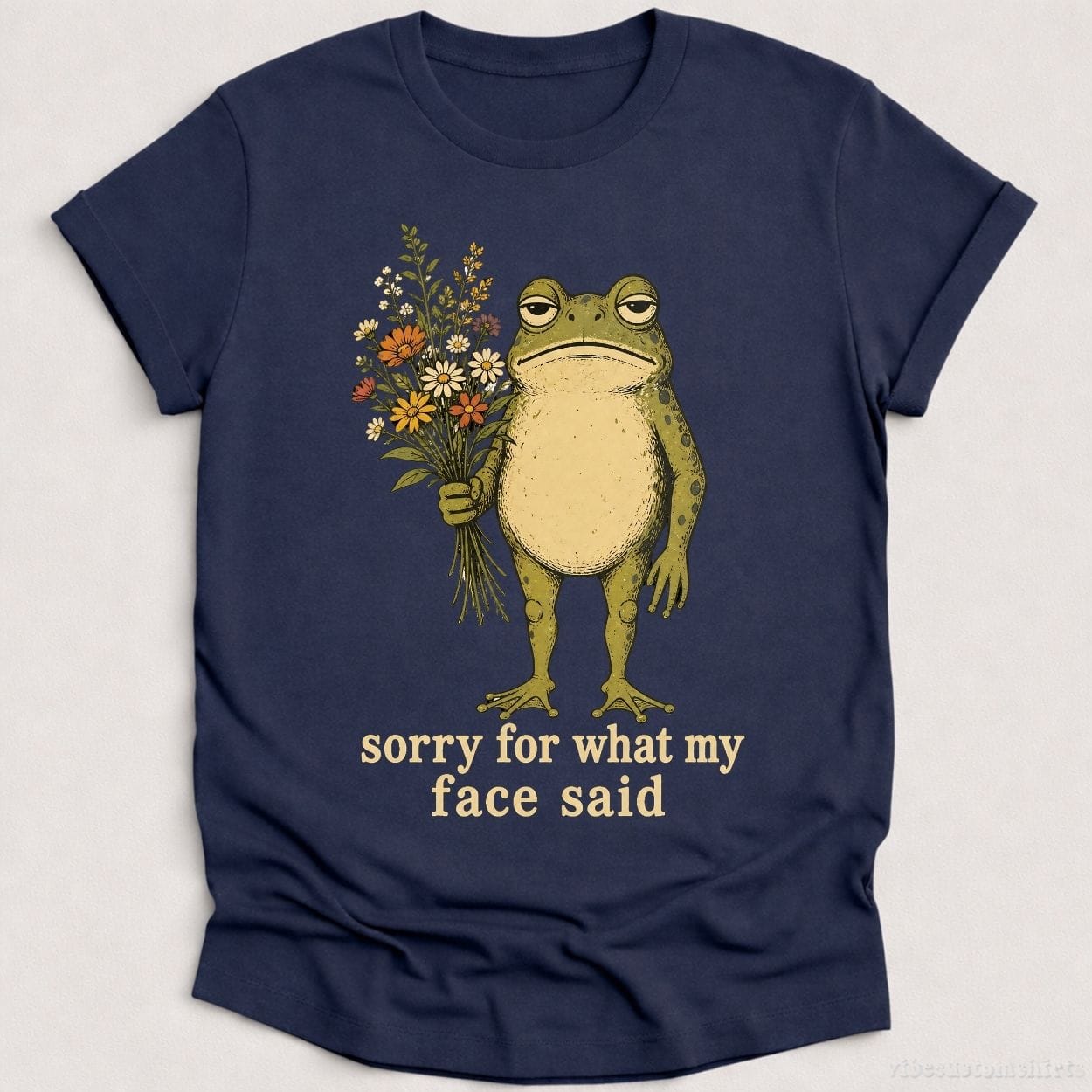 T-Shirt Heather Navy / S Sorry For What My Face Said Frog Shirt