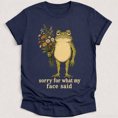 T-Shirt Heather Navy / S Sorry For What My Face Said Frog Shirt