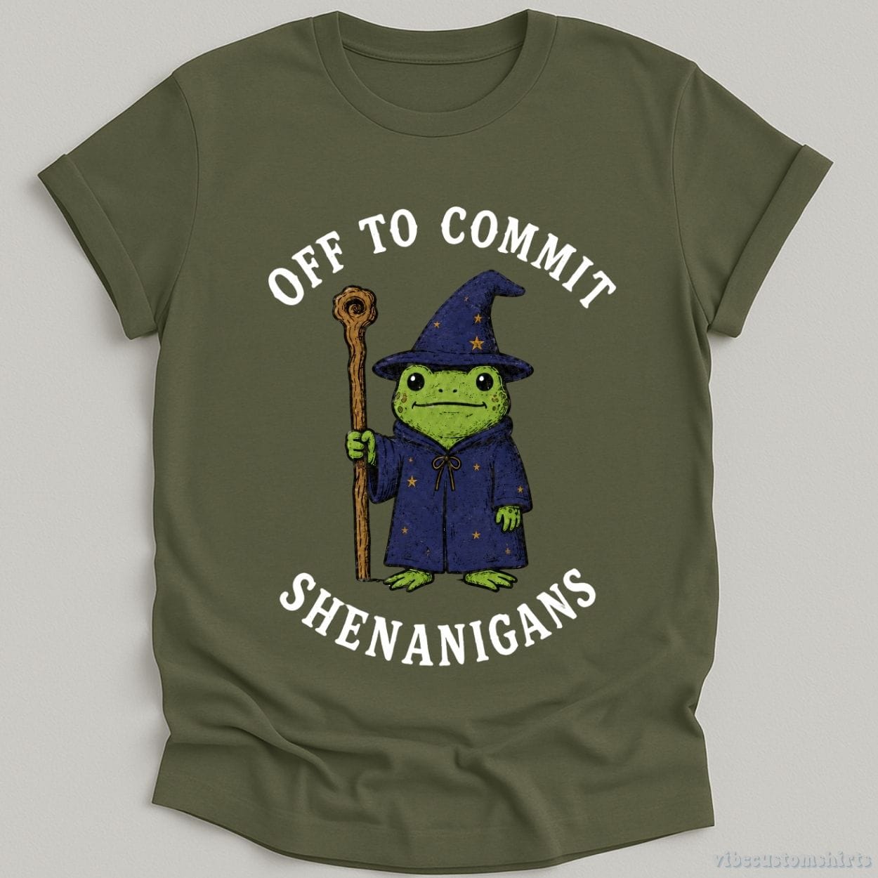T-Shirt Military Green / S Off To Commit Shenanigans Wizard Frog Shirt