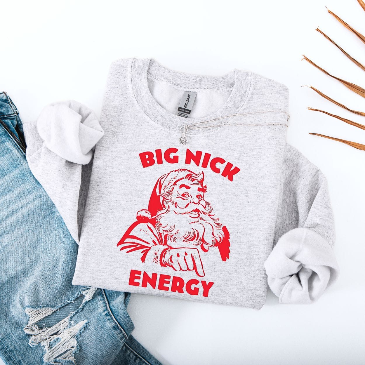 Sweatshirt S / Ash Big Nick Energy Funny Sweatshirt