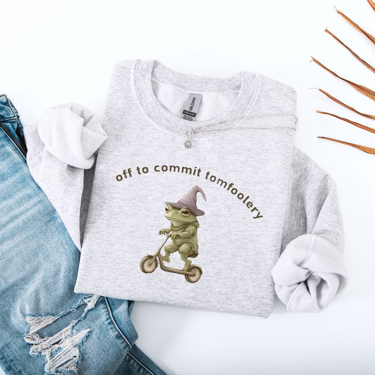 Sweatshirt S / Ash Off To Commit Tomfoolery Frog Sweatshirt