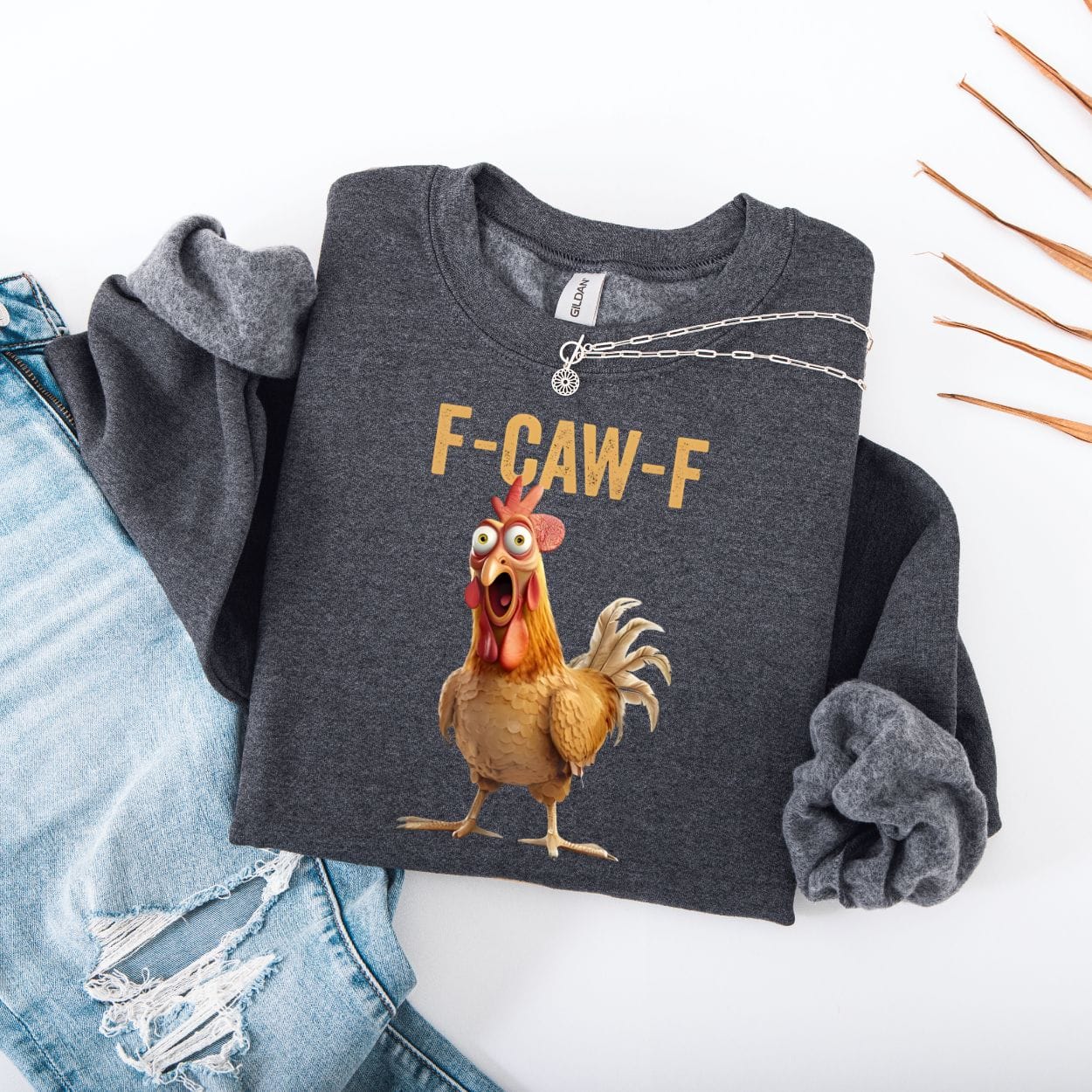 Sweatshirt S / Dark Heather F Caw F Funny Meme Sweatshirt