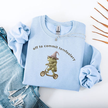 Sweatshirt S / Light Blue Off To Commit Tomfoolery Frog Sweatshirt