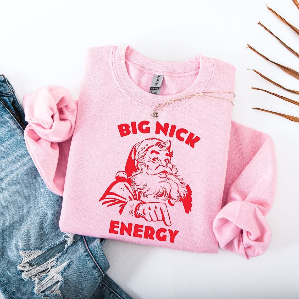 Sweatshirt S / Light Pink Big Nick Energy Funny Sweatshirt