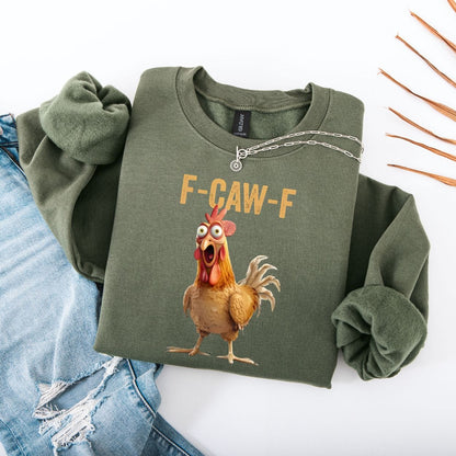 Sweatshirt S / Military Green F Caw F Funny Meme Sweatshirt