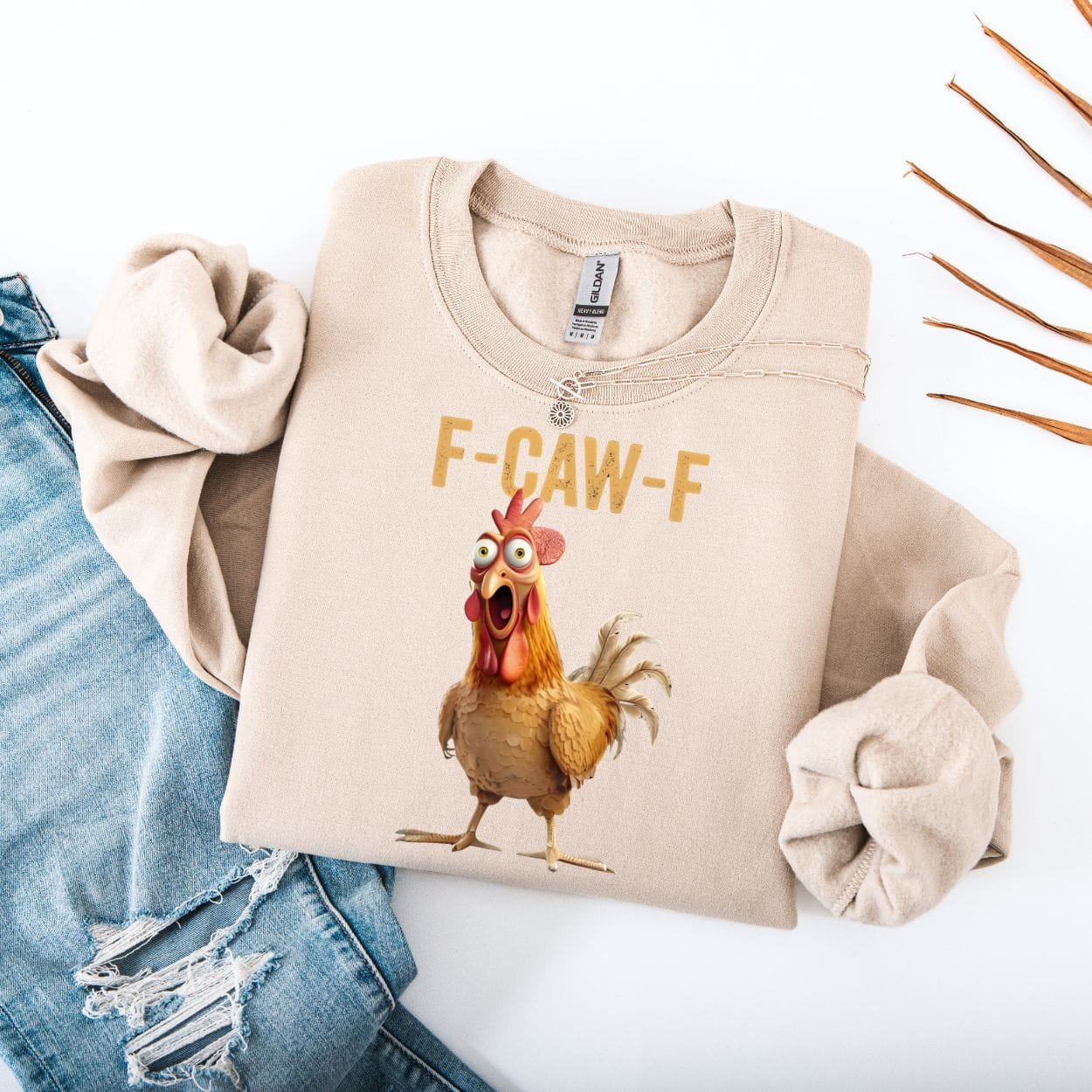 Sweatshirt S / Sand F Caw F Funny Meme Sweatshirt