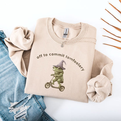 Sweatshirt S / Sand Off To Commit Tomfoolery Frog Sweatshirt