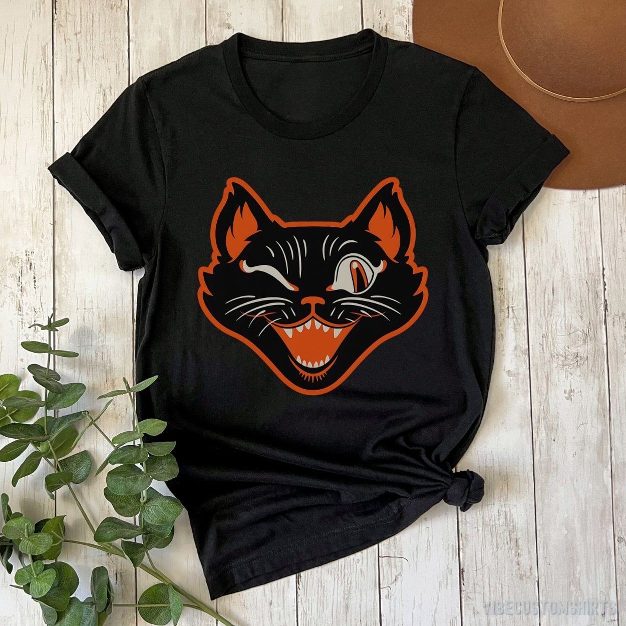 T-Shirt Black Cat Winking Shirt