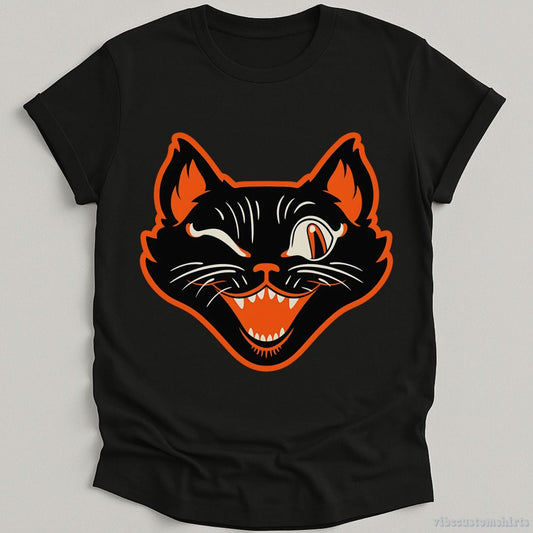 T-Shirt Black / S Black Cat Winking Shirt