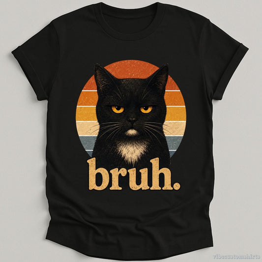 T-Shirt Black / S Bruh Cat Meme Shirt