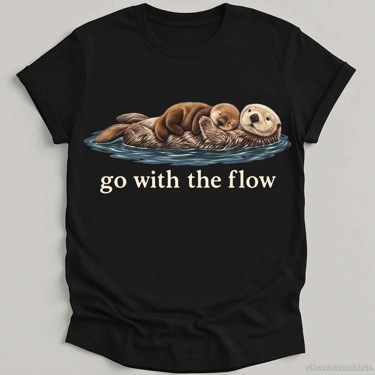 T-Shirt Black / S Cozy Otters Go With The Flow Shirt
