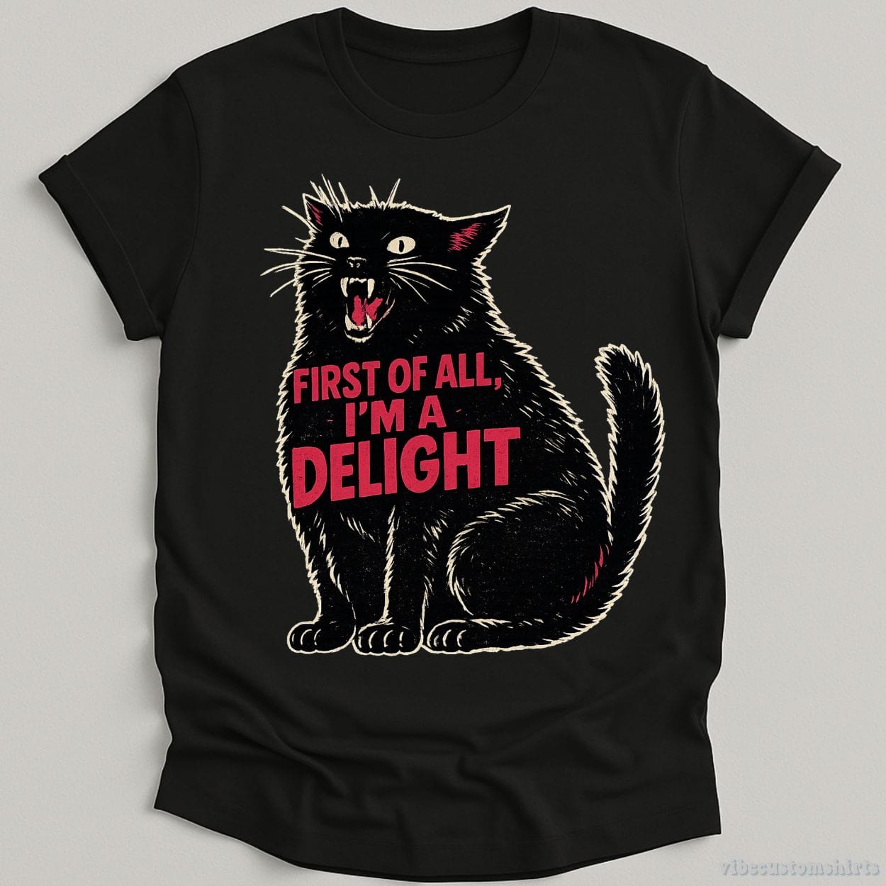 T-Shirt Black / S First Of All I'm A Delight Black Cat Shirt