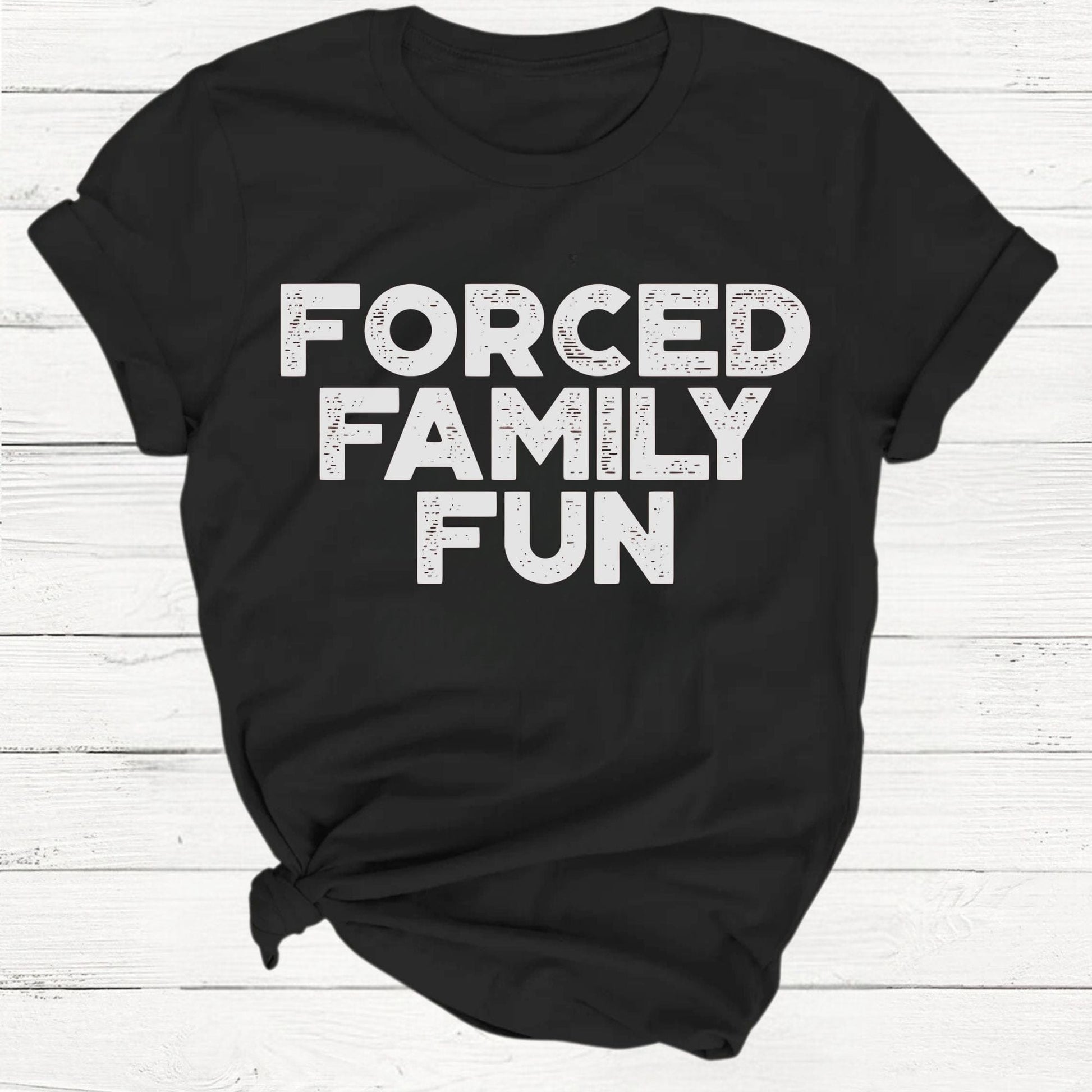 T-Shirt Black / S Forced Family Fun Funny Retro Christmas Shirt