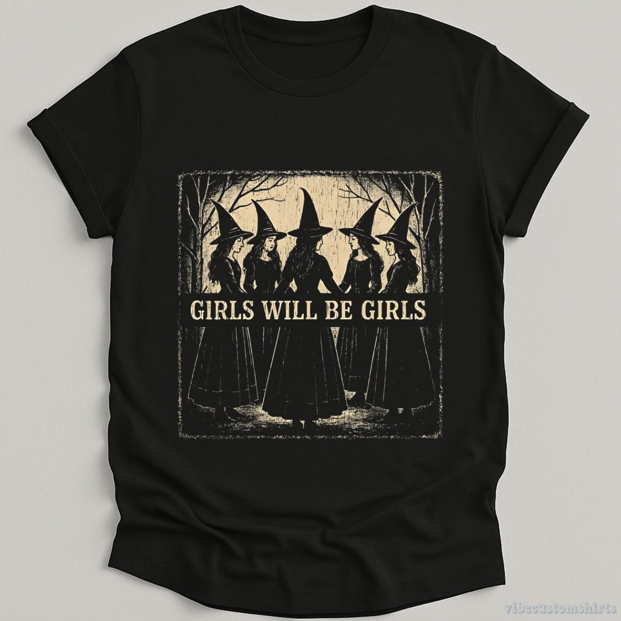 T-Shirt Black / S Girls Will Be Girls Vintage Halloween Shirt