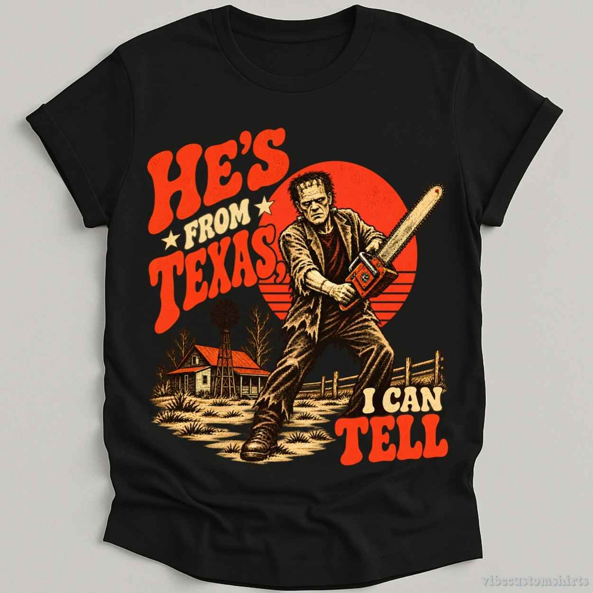 T-Shirt Black / S He's From Texas I Can Tell Halloween Shirt