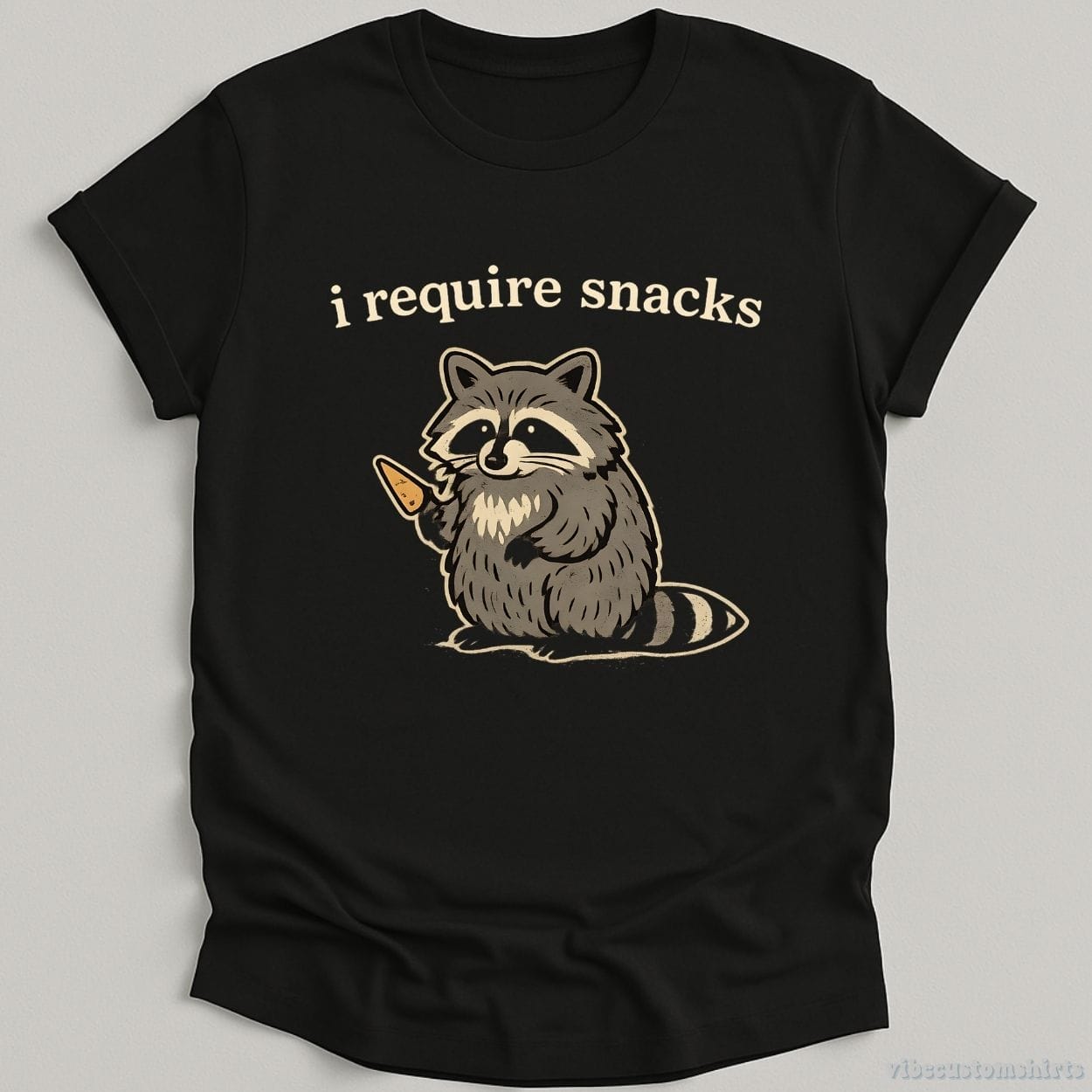 T-Shirt Black / S I Require Snacks Cute Chubby Raccoon Shirt