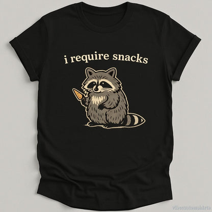 T-Shirt Black / S I Require Snacks Cute Chubby Raccoon Shirt