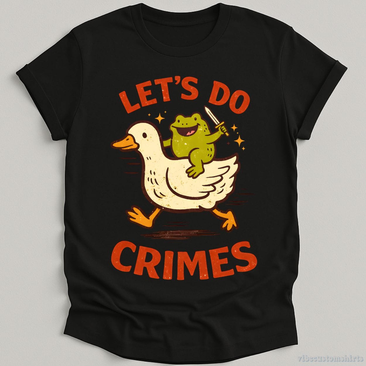 T-Shirt Black / S Let's Do Crimes Funny Frog And Duck Shirt