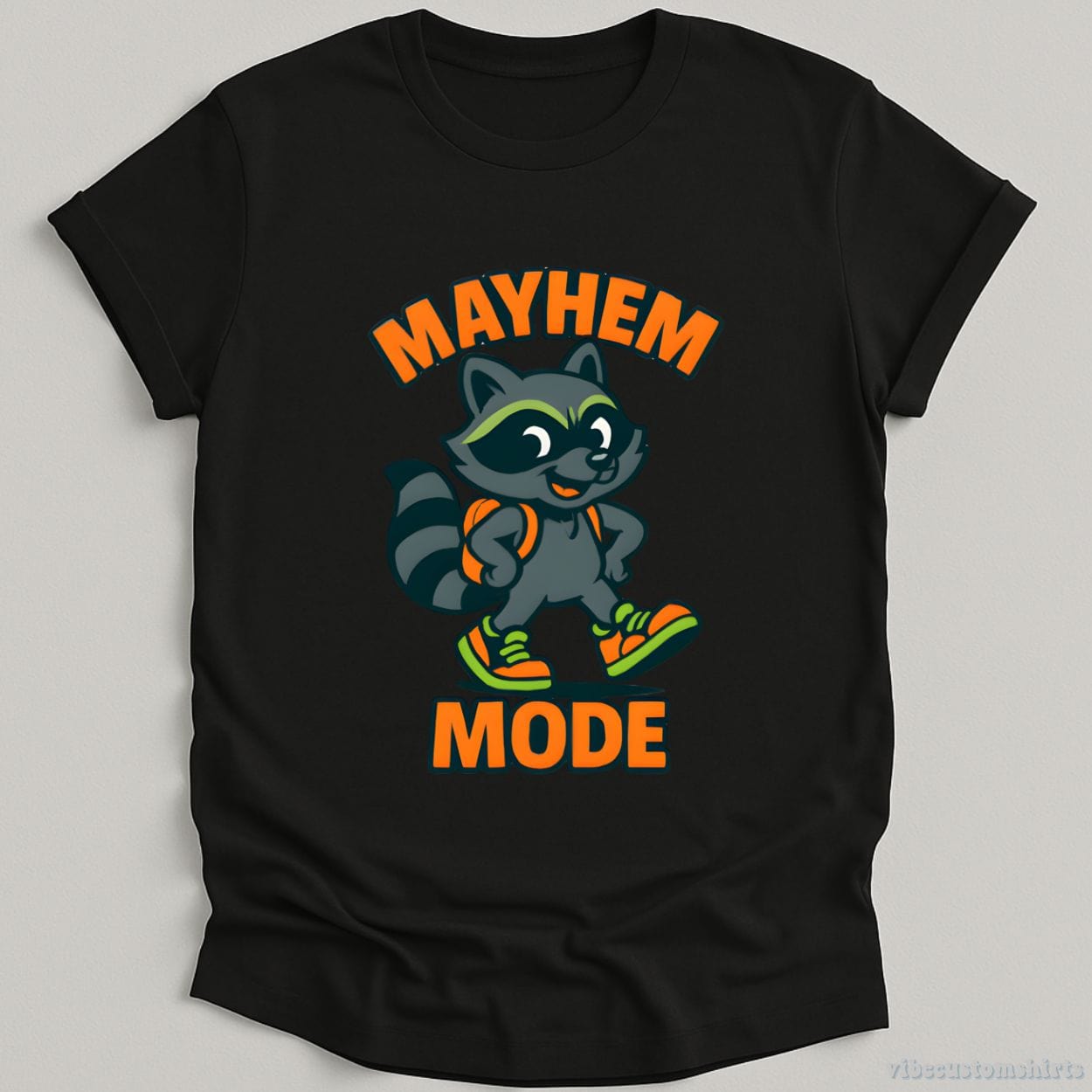 T-Shirt Black / S Mayhem Mode Cute Raccoon Cartoon Shirt