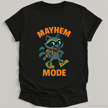 T-Shirt Black / S Mayhem Mode Cute Raccoon Cartoon Shirt