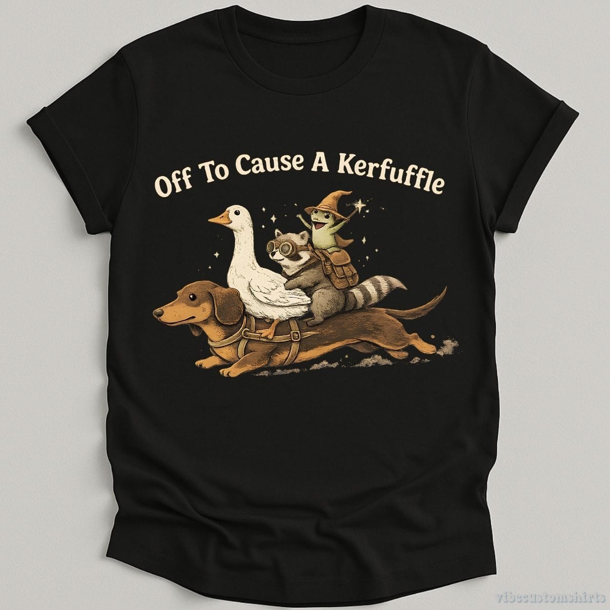T-Shirt Black / S Off To Cause A Kerfuffle Funny Animal Adventure Shirt