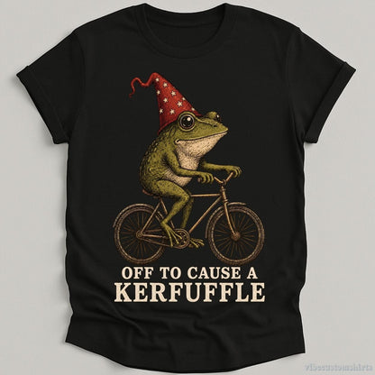 T-Shirt Black / S Off To Cause A Kerfuffle Vintage Frog on a Bicycle Shirt