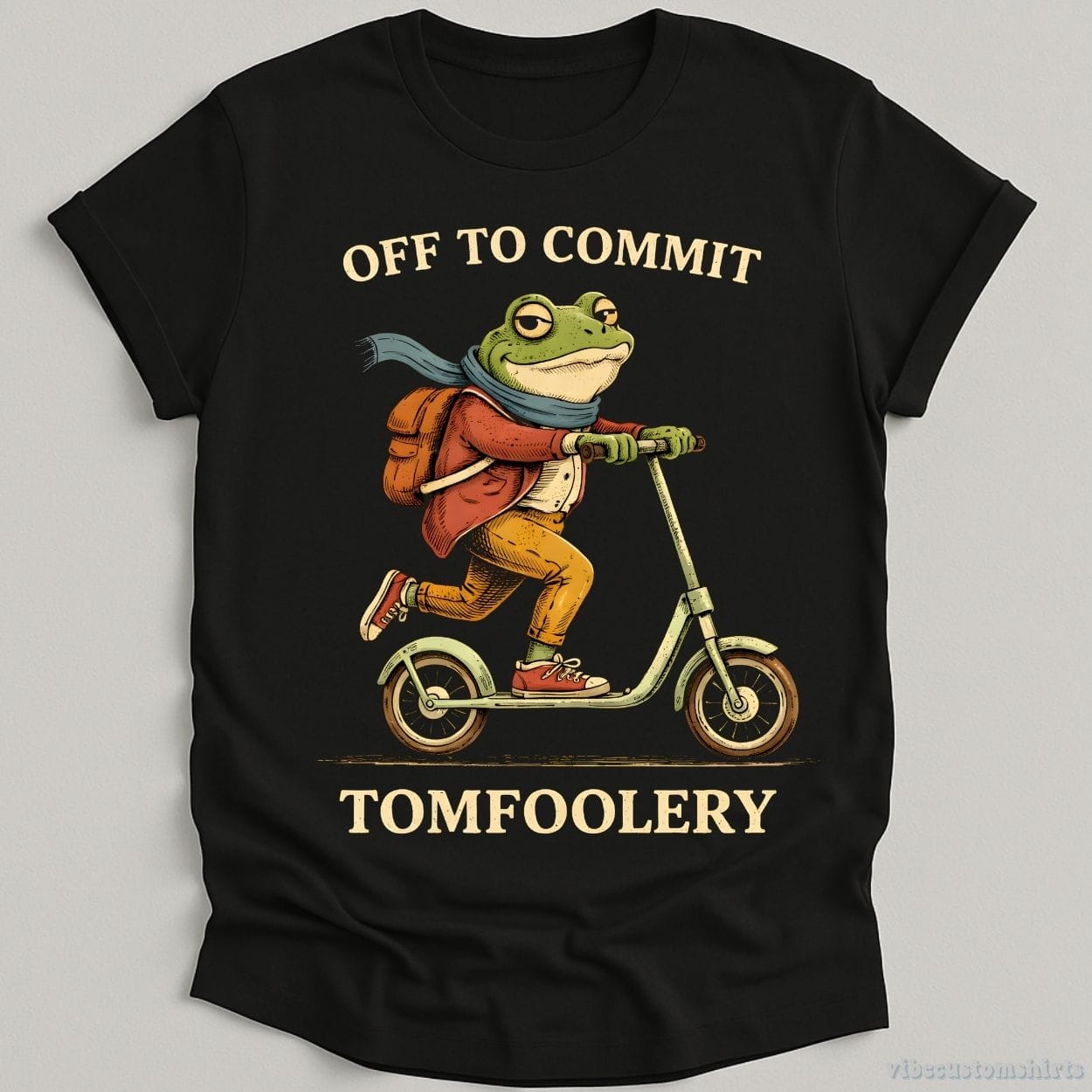T-Shirt Black / S Off To Commit Tomfoolery Scooter Frog Shirt