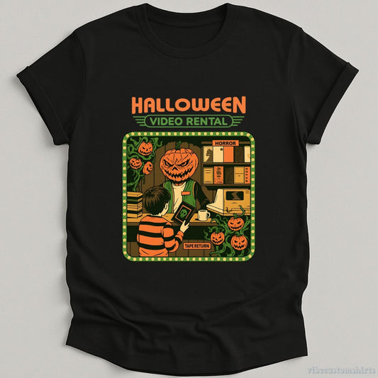 T-Shirt Black / S Retro Halloween Video Rental Shirt