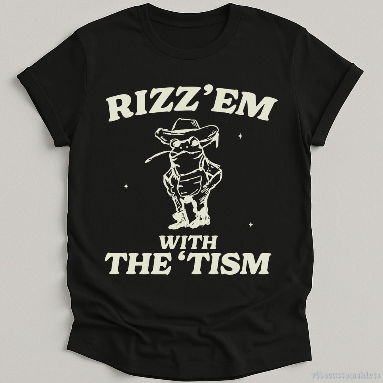 T-Shirt Black / S Rizz Em With The Tism Vintage Shirt, Autism Awareness T-Shirt, Farmer Cute Frog Tee, Retro Cartoon T Shirt, Meme Frog T Shirt, Fun Gift