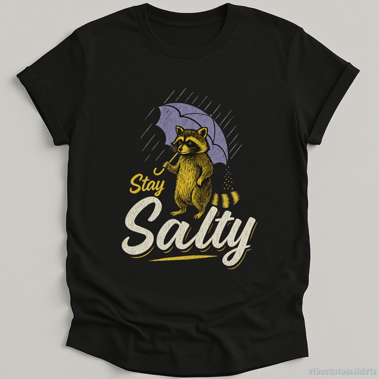 T-Shirt Black / S Stay Salty Funny Raccoon Shirt