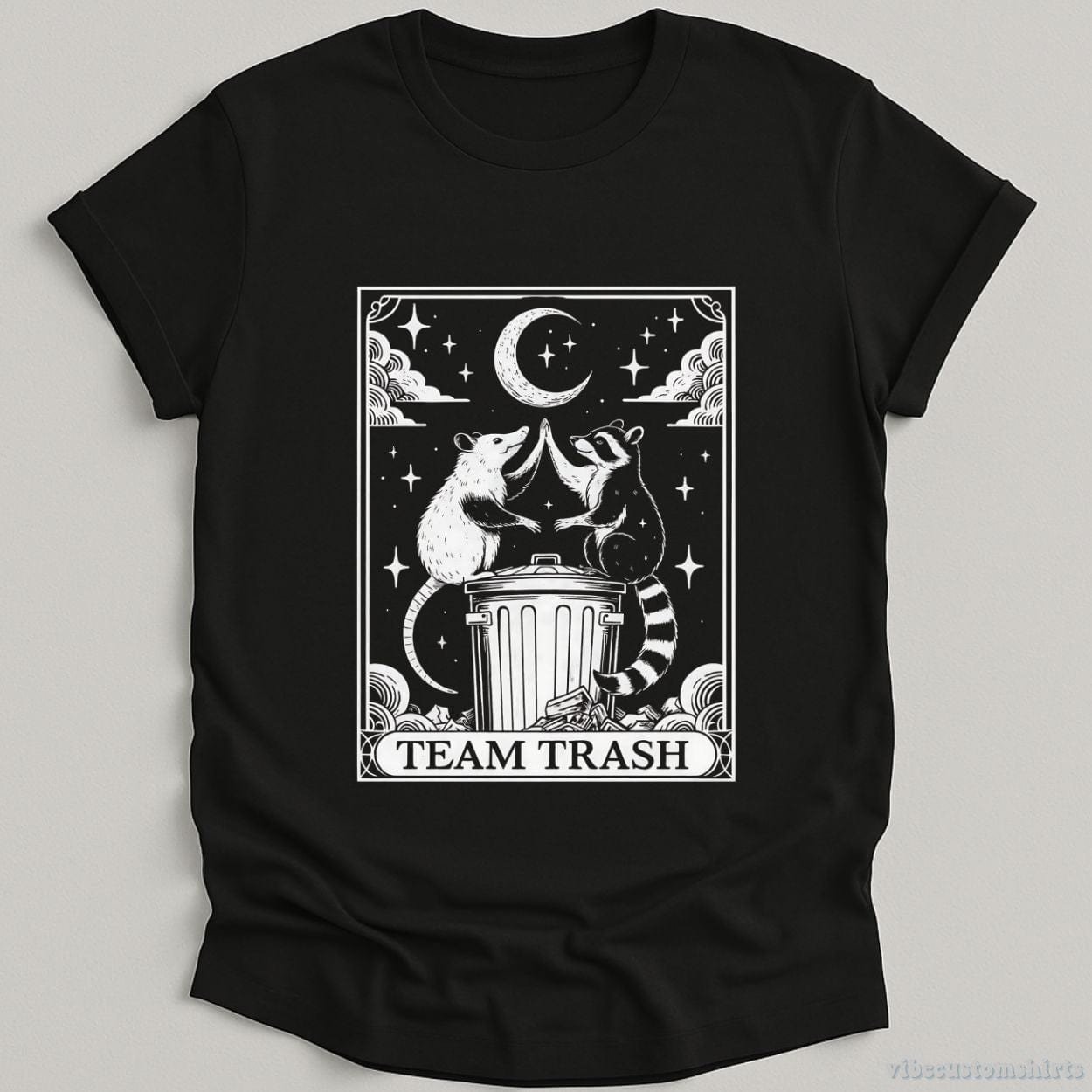 T-Shirt Black / S Team Trash Funny Possum And Raccoon Tarot Card Shirt