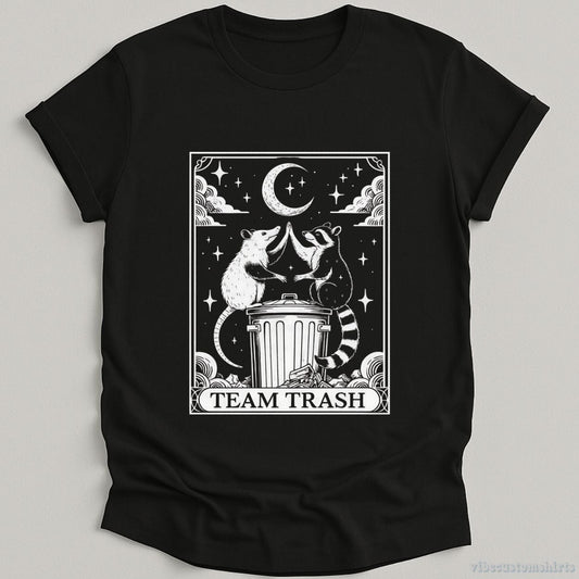 T-Shirt Black / S Team Trash Funny Possum And Raccoon Tarot Card Shirt