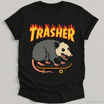 T-Shirt Black / S Trasher Opossum Skateboard Funny Shirt