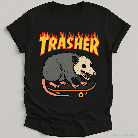 T-Shirt Black / S Trasher Opossum Skateboard Funny Shirt
