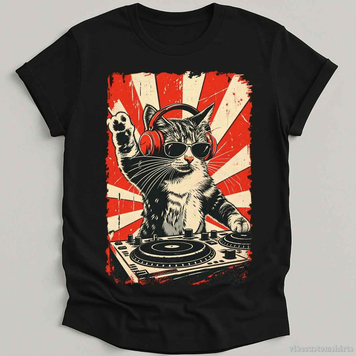T-Shirt Black / S Vintage Dj Cool Cat Shirt