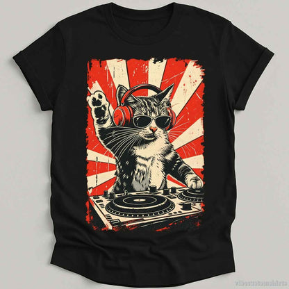 T-Shirt Black / S Vintage Dj Cool Cat Shirt