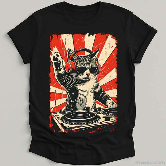 T-Shirt Black / S Vintage Dj Cool Cat Shirt