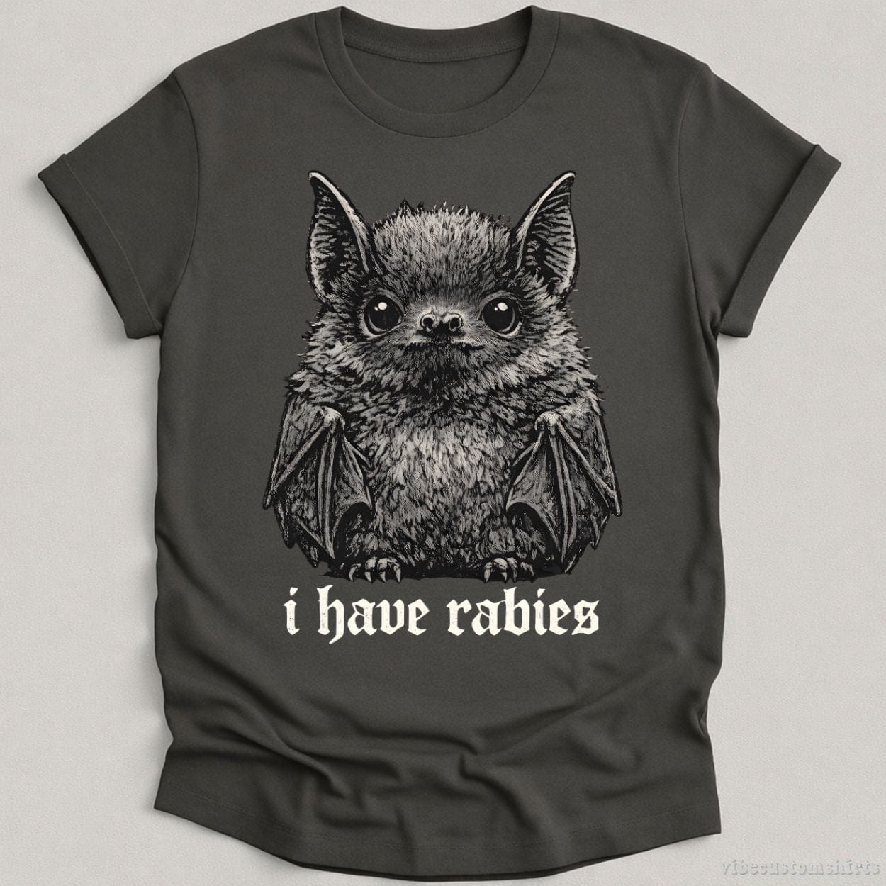 T-Shirt Charcoal / S I Have Rabies Bat Shirt